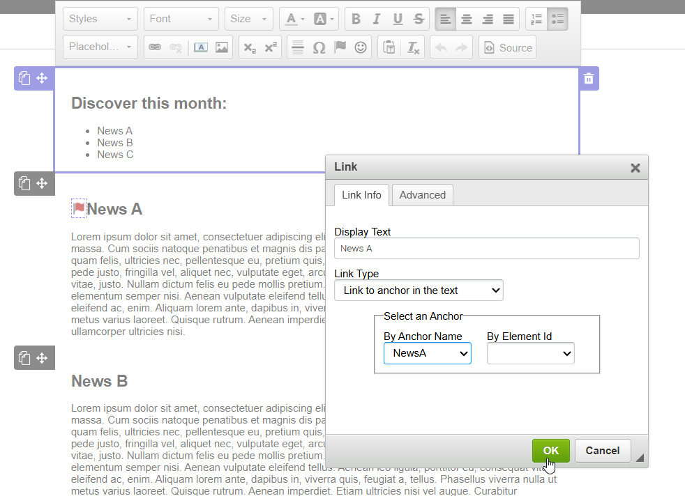 Anchor in the same block