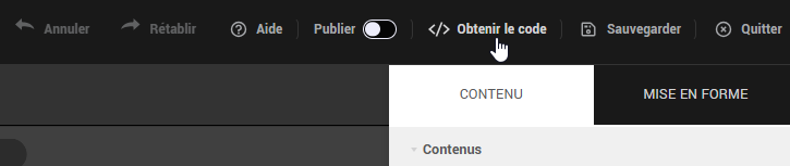 Obtenir le code dans l'&eacute;diteur de formulaire
