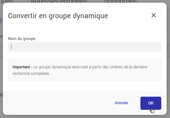 Convertir en groupe dynamique